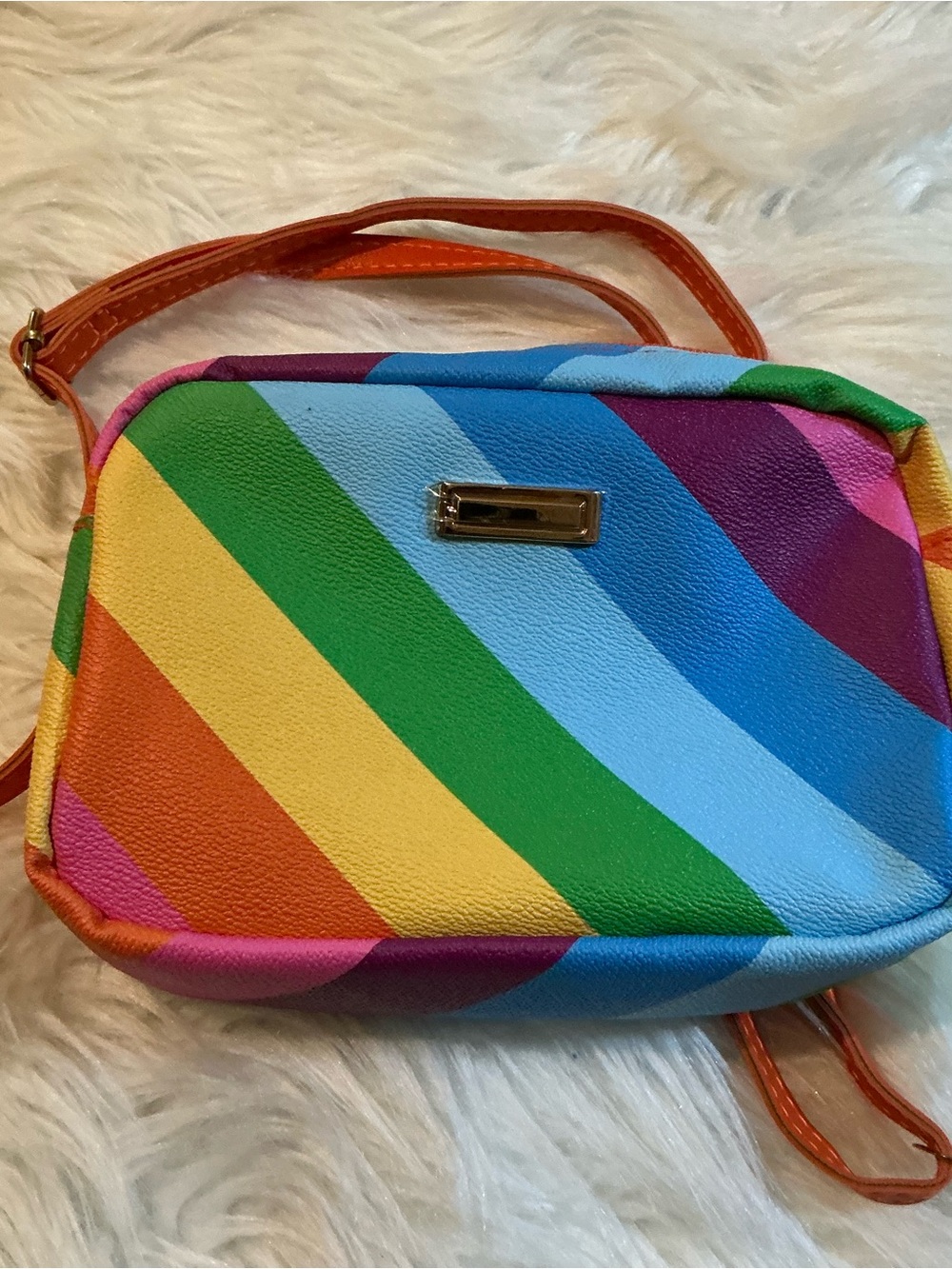 Colorful cute rainbow small rectangle crossbody bag/purse